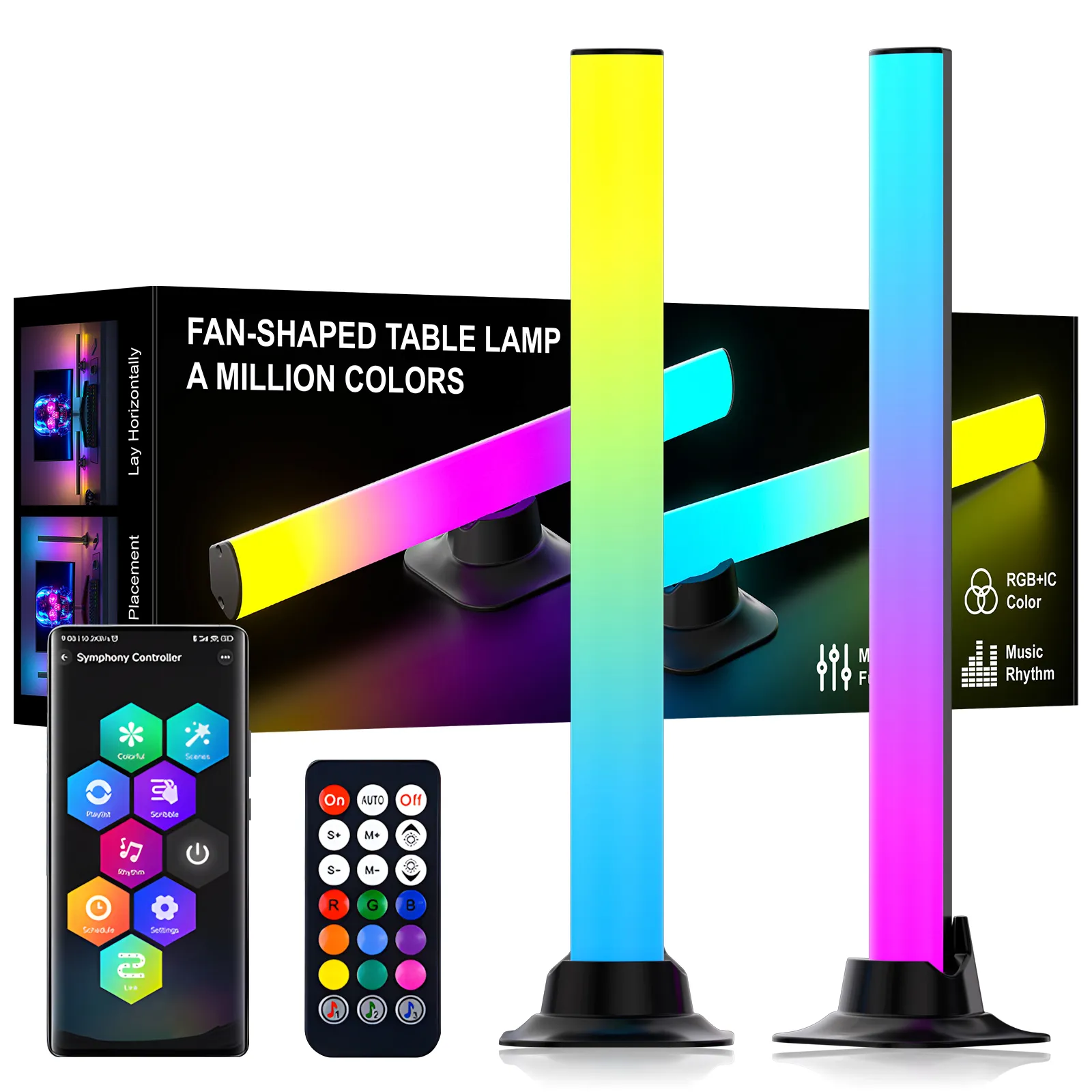 32CM Smart Light Bars, RGBIC Gaming Lights with Music Sync, Versatile Ambient Lighting for Desk & TV, Bluetooth App & Remote Control