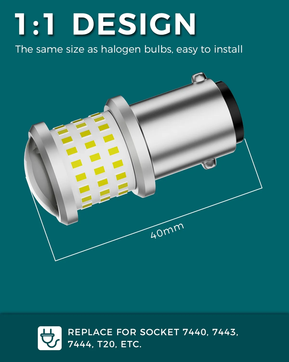 1156 1157 7440 7443 LED Light Bulbs 1200LM DC 10-60V for Car DRL Brake Turn Signal Lights (Pack of 2) thumbnail 10