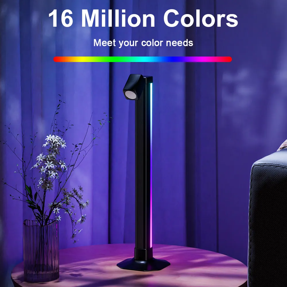 Smart LED Desk Reading Light, RGB Color Changing Gaming Lamp, App Control, Music Sync, Mood Lighting for Bedroom, Setup Gaming, Office thumbnail 2