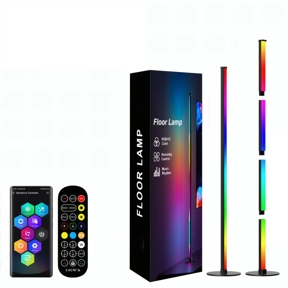 RGBIC Floor Lamp Basic, 1000lm LED Corner Lamp, Modern Floor Lamp with Music Sync and 16 Million DIY Colors, Standing Lamp for Bedroom Living Room APP & Remote Control