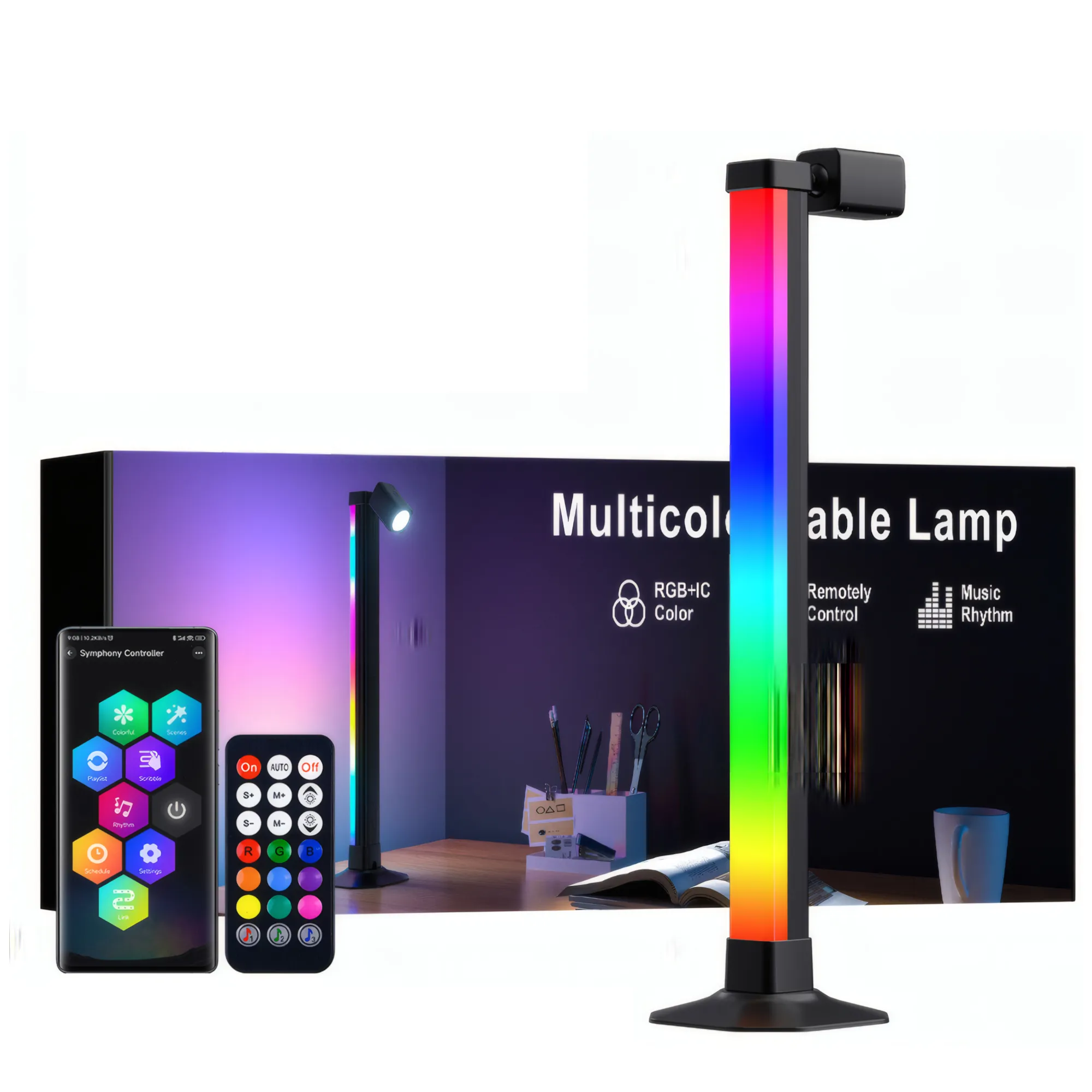 Smart LED Desk Reading Light, RGB Color Changing Gaming Lamp, App Control, Music Sync, Mood Lighting for Bedroom, Setup Gaming, Office